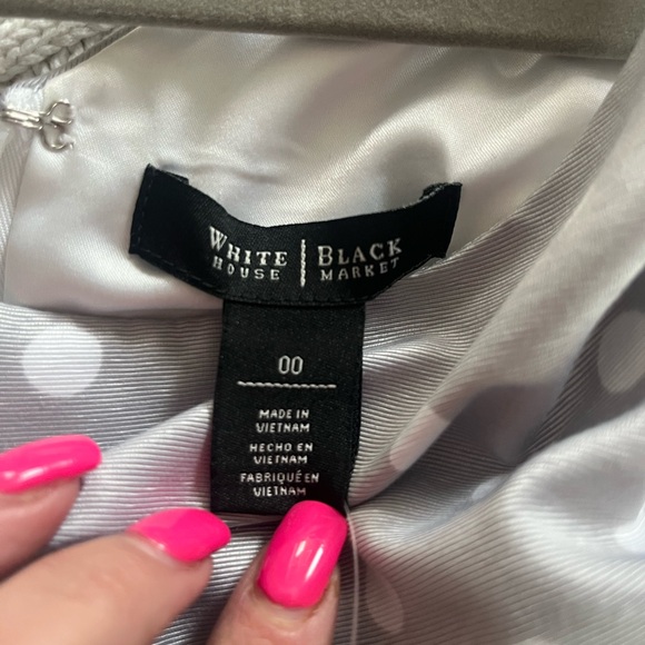 NWT White House Black Market Elegant Gray Polka Dot Dress size 00 - Picture 3 of 15